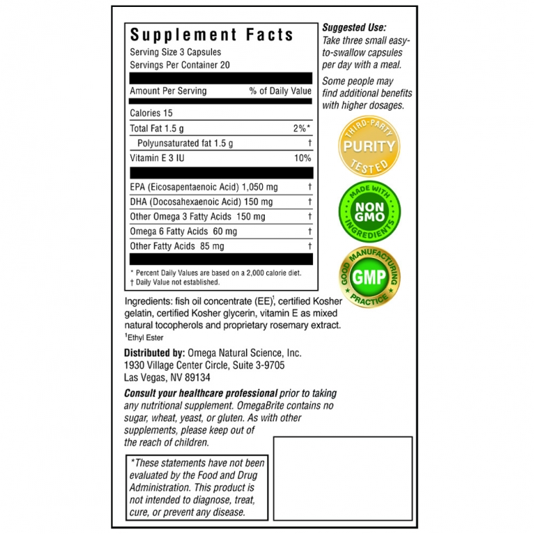 Best Omega 3 Supplement for ADHD OmegaBrite Omega3 60 Gelcaps
